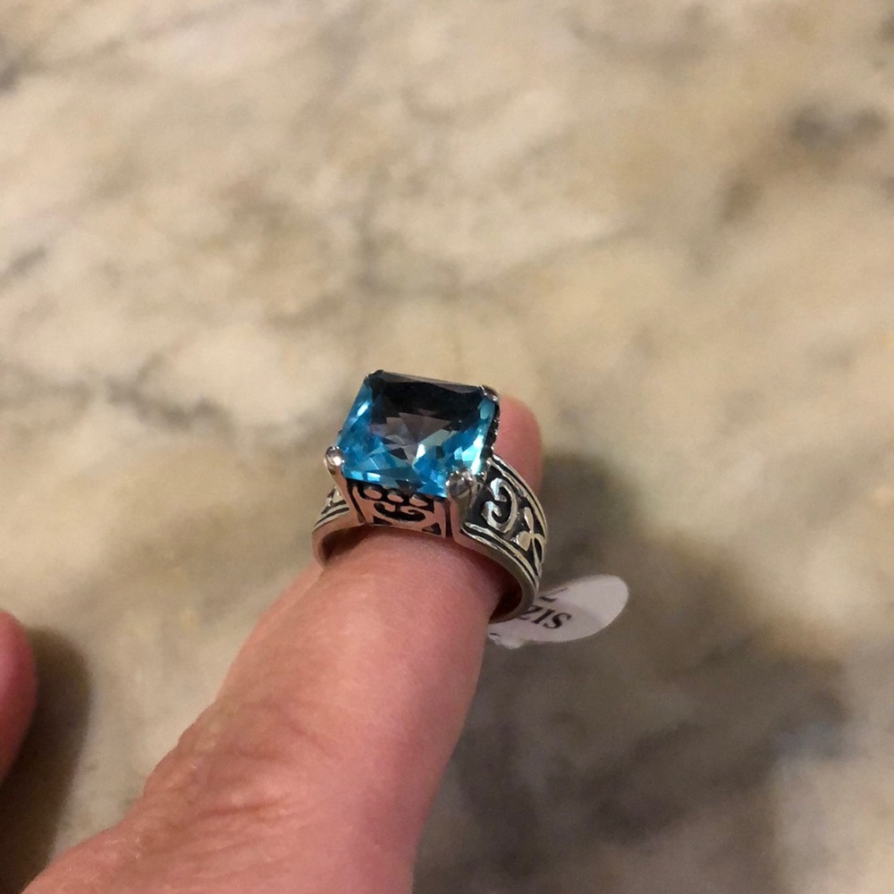 Blue stone and silver ring